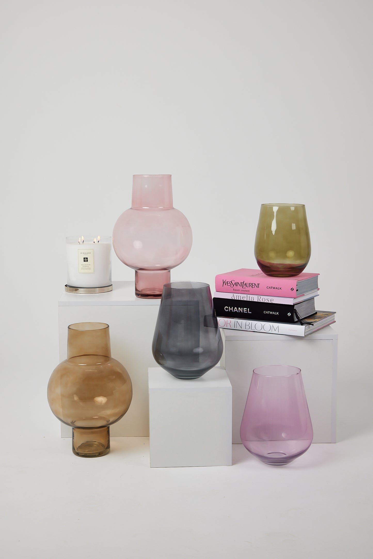 Grey small sphere glass vase