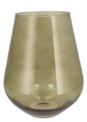 Olive medium wide glass vase