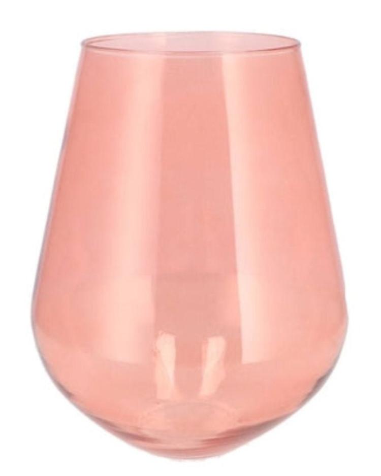 Pink medium wide glass vase